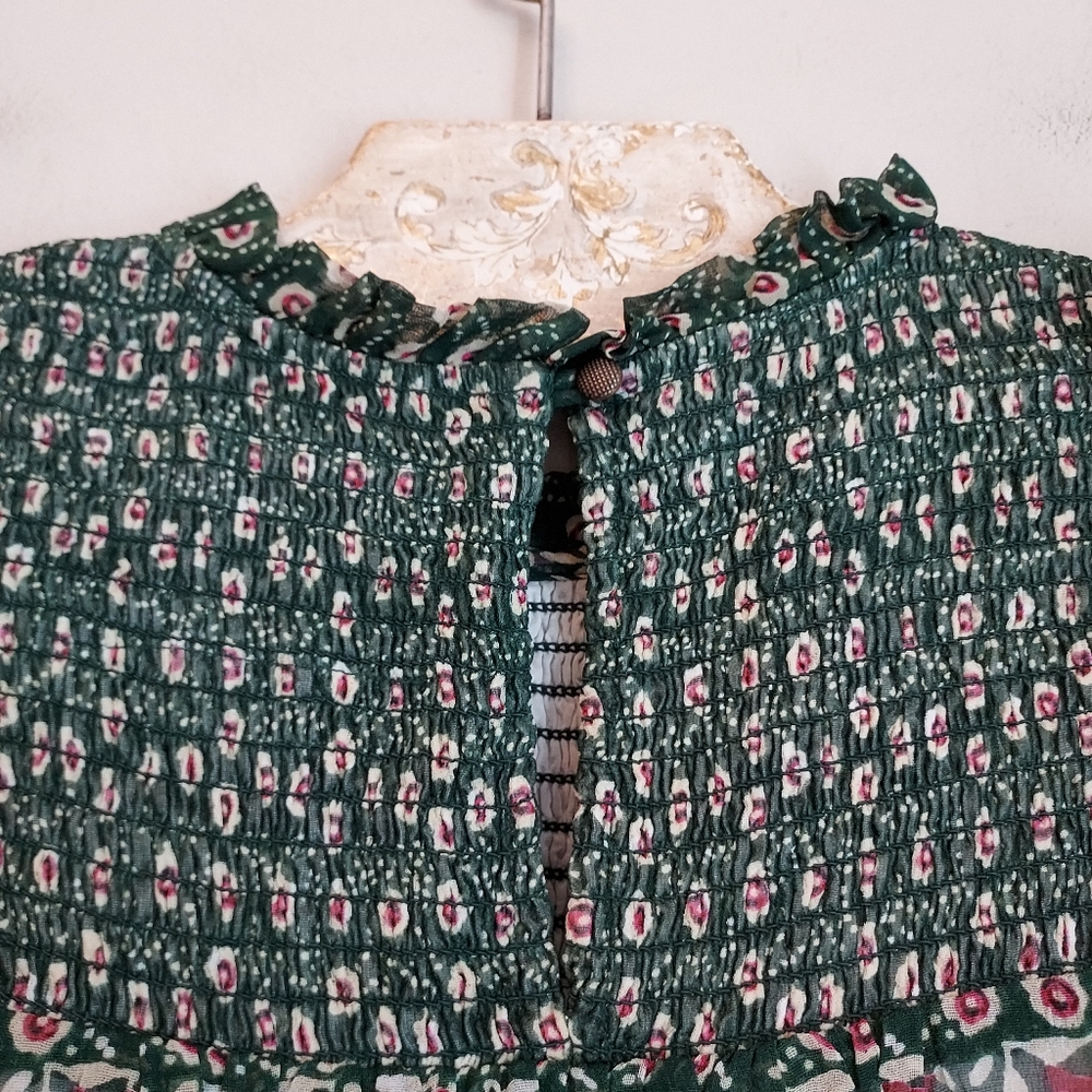 Anthropologie Riannon Print Long Sleeve Smocked Dress Size XS - Picture 8 of 12